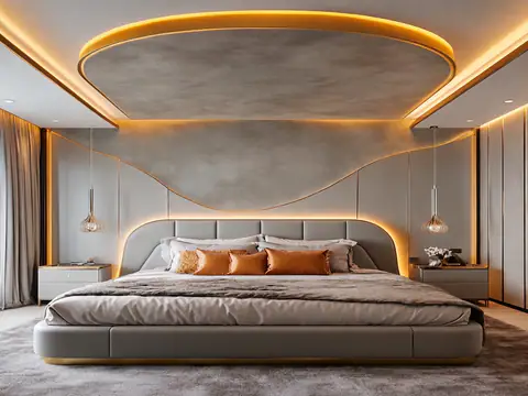 Mẫu trần phòng ngủ hiện đại đèn LED – Verywood